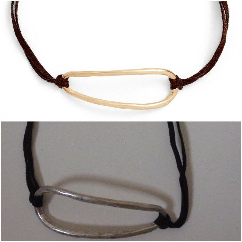 Nordstrom Treasure and Bond Choker Pendant Necklace BR GOLD BLK SLVR 39 EA Set 2
